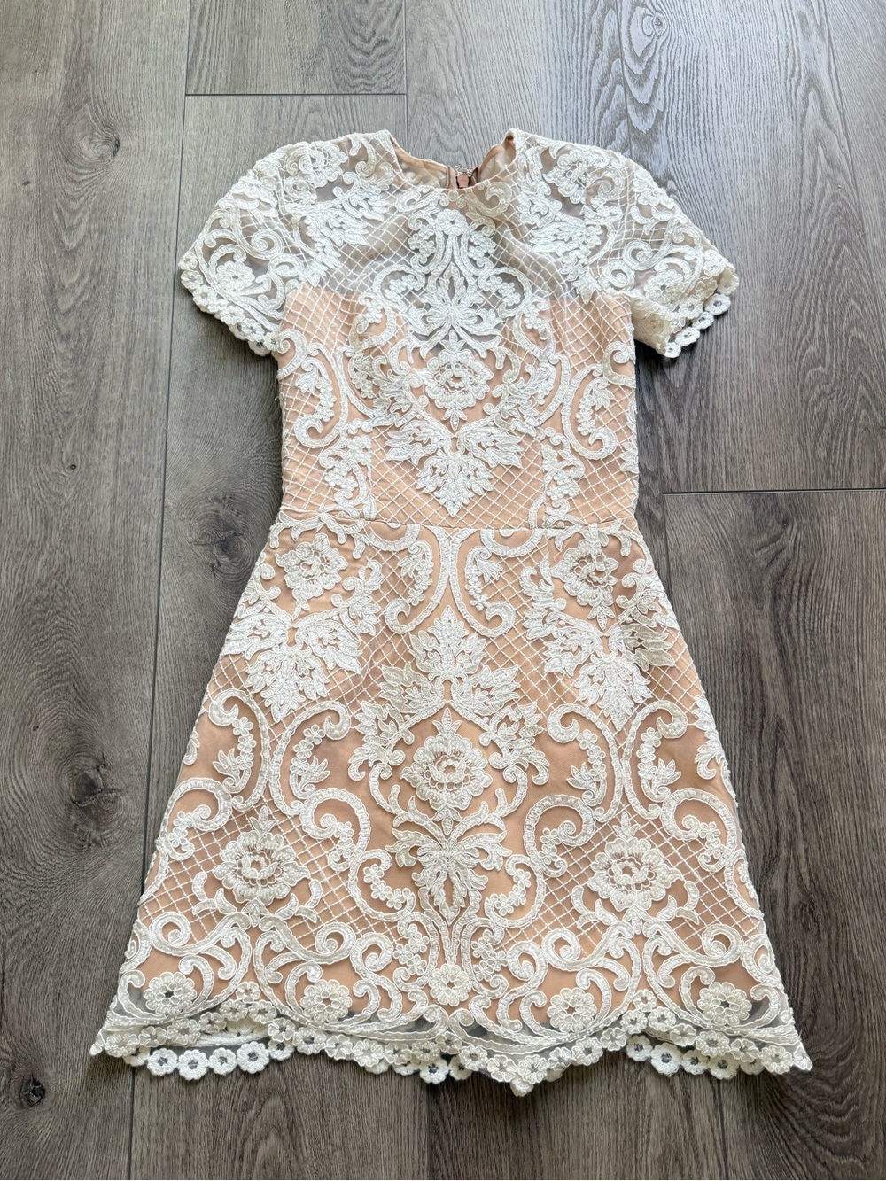 helsi off white cream tan lace overlay short mini bridal dress size XS NEW